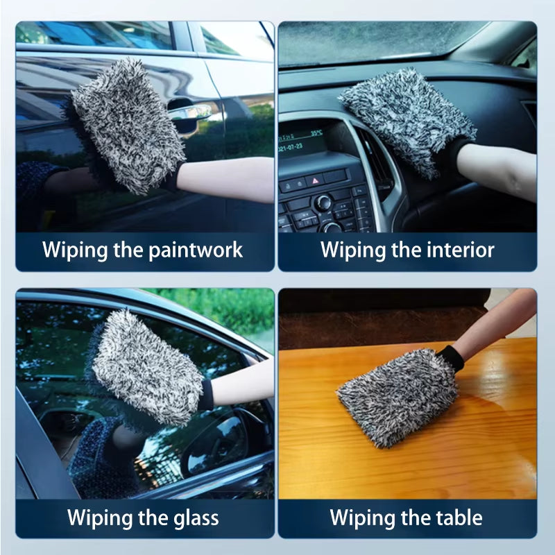 Car Wash Brush Plush Premium Wheels Brush Non-Slip Handle Easy to Cleaning Rims Spokes Wheel Barrel Cleaning Mitt