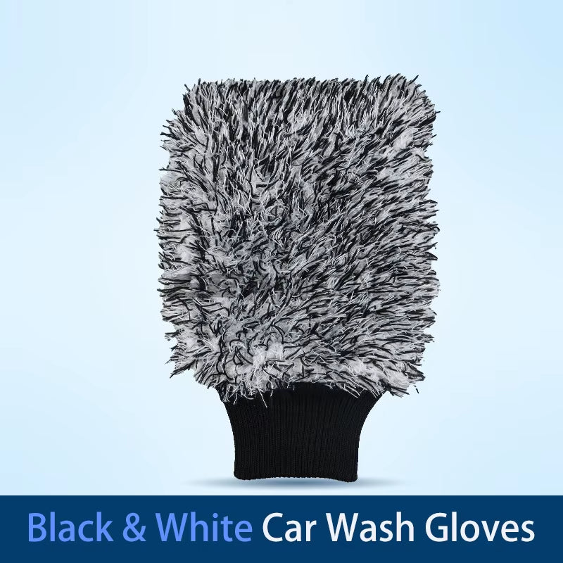 Car Wash Brush Plush Premium Wheels Brush Non-Slip Handle Easy to Cleaning Rims Spokes Wheel Barrel Cleaning Mitt