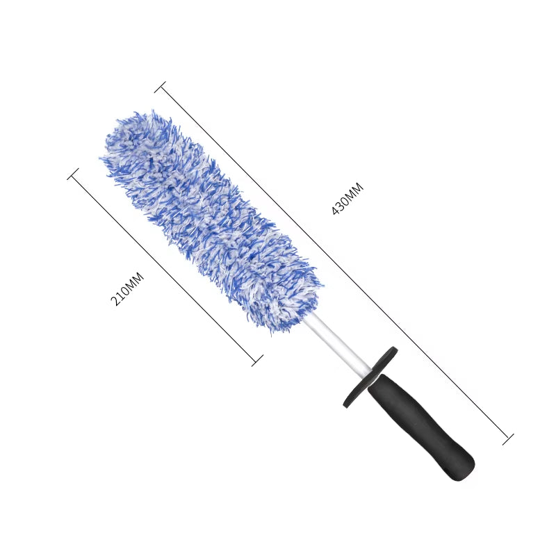 Car Wash Brush Plush Premium Wheels Brush Non-Slip Handle Easy to Cleaning Rims Spokes Wheel Barrel Cleaning Mitt