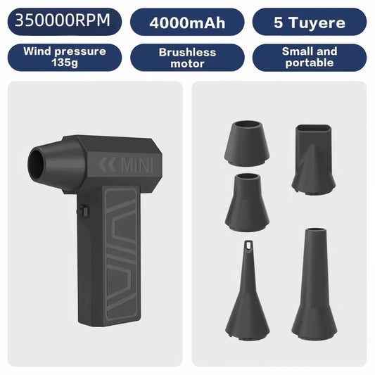 Car Blowing Snow Blower 350000RPM Type-C Charging Cleaning Blower Tool Turbo Jet Fan Electric Air Duster 4 Gears Adjustable