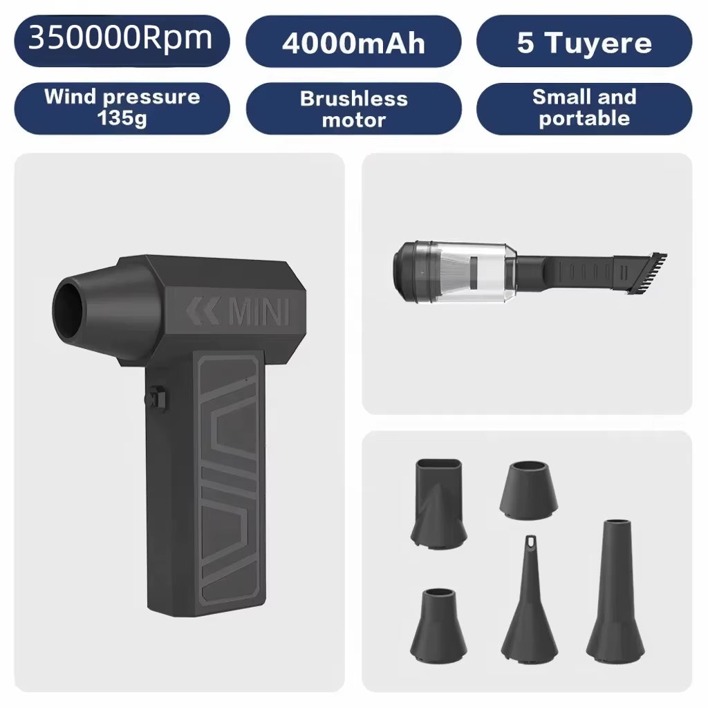 Car Blowing Snow Blower 350000RPM Type-C Charging Cleaning Blower Tool Turbo Jet Fan Electric Air Duster 4 Gears Adjustable