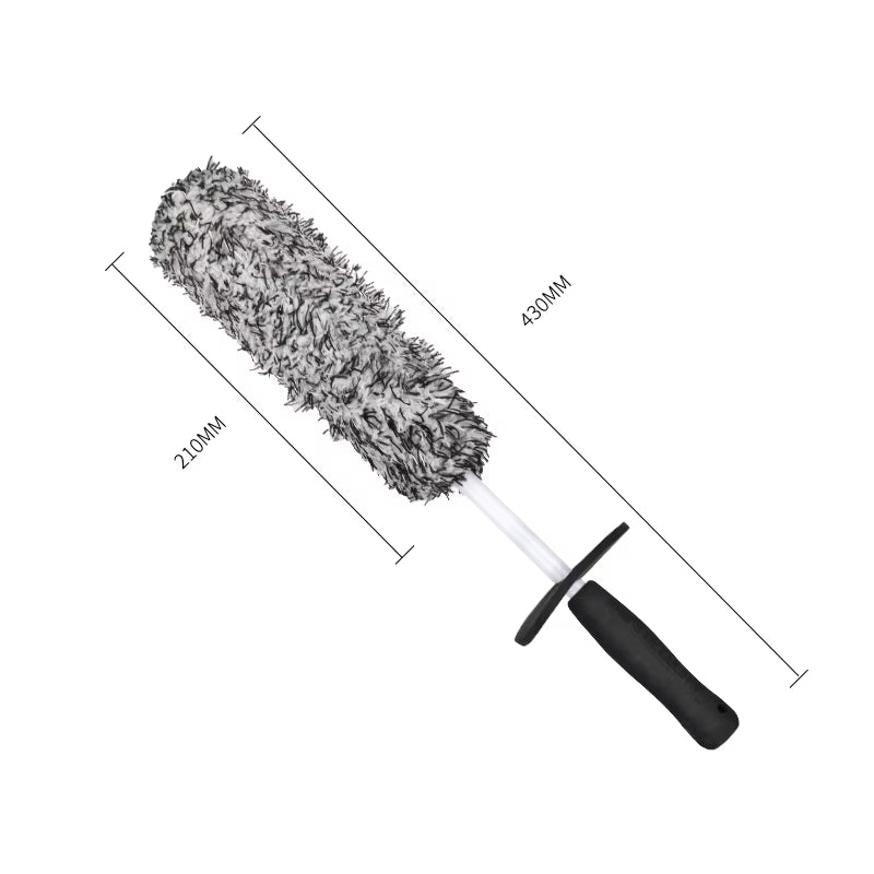 Car Wash Brush Plush Premium Wheels Brush Non-Slip Handle Easy to Cleaning Rims Spokes Wheel Barrel Cleaning Mitt