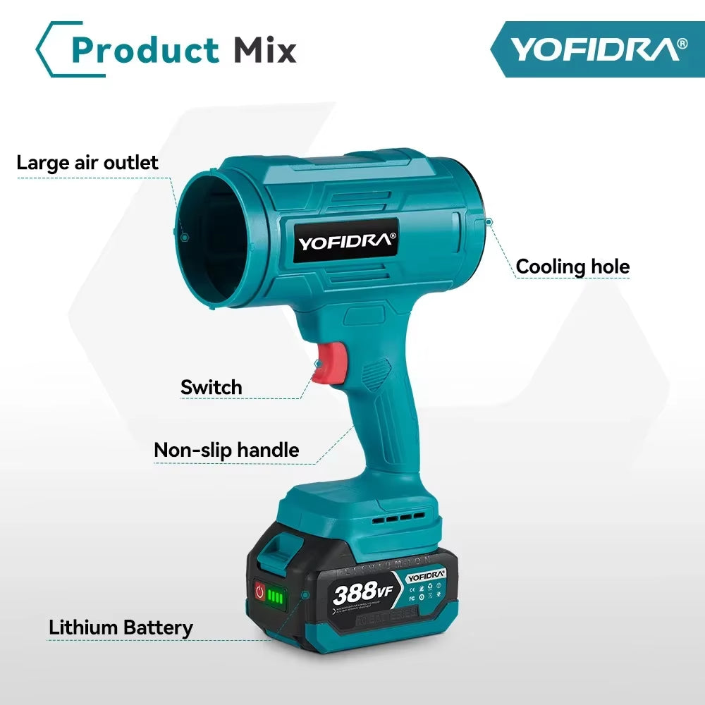 Electric Blower Turbo Fan Violent Air Gun Handheld Snow Car Dryer Leaf Dust Blowing Tool for Makita 18V Battery Pin
